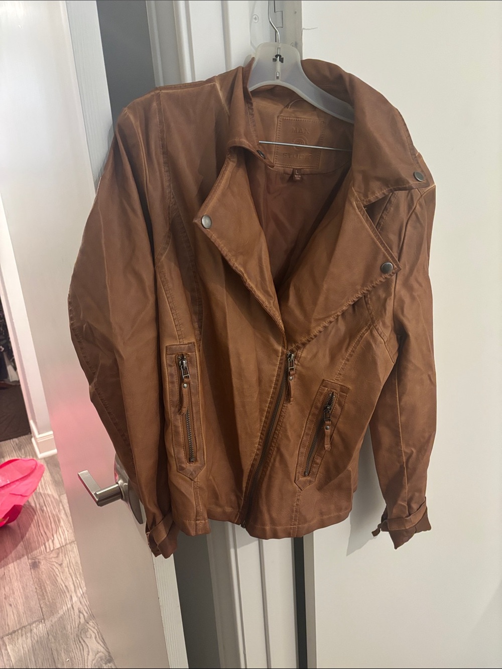 Women’s Brown Faux Leather Moto Jacket